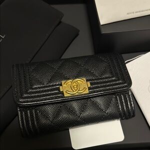 Chanel Boy Black Caviar Leather wallet